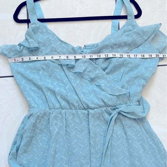 Gal Meets Glam Helena Sundress Women Size 12 Embroidered Ruffle Sleeveless Blue - Picture 11 of 12